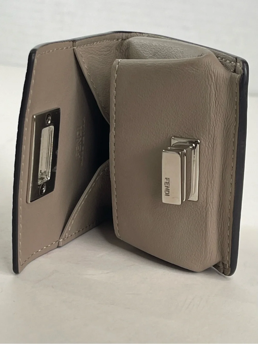 Fendi Pebbled Leather Compact Coint Wallet